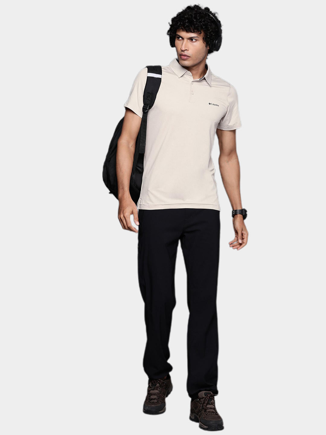 Columbia Men Beige Tech Trail Knit Polo
