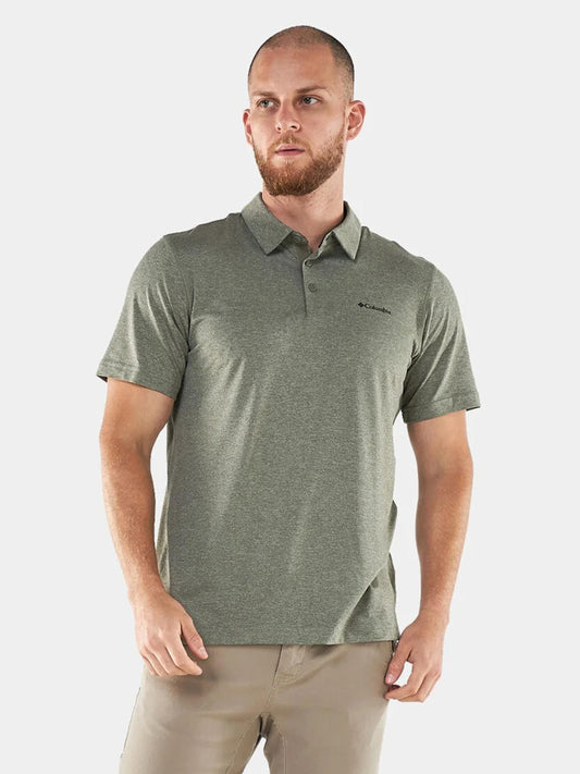 Columbia Mens Green Omni-Wick Tech Trail Polo Tshirt