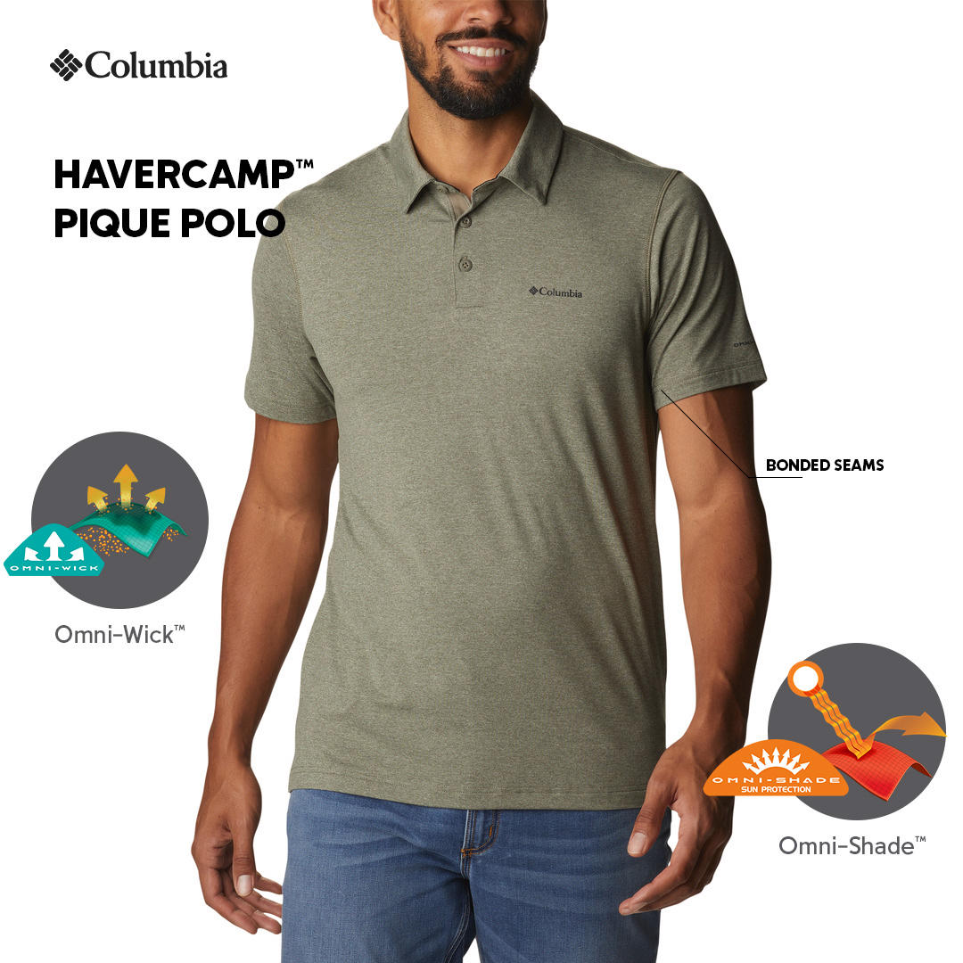 Columbia Mens Green Omni-Wick Tech Trail Polo Tshirt
