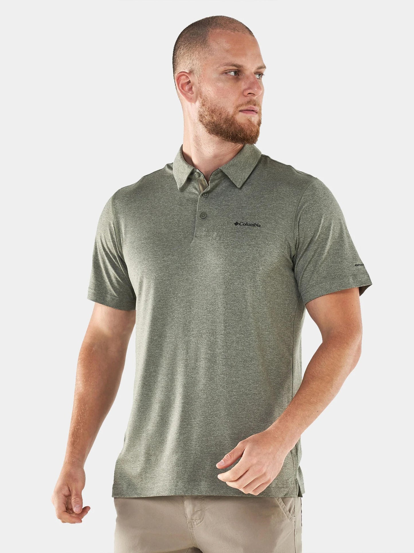 Columbia Mens Green Omni-Wick Tech Trail Polo Tshirt