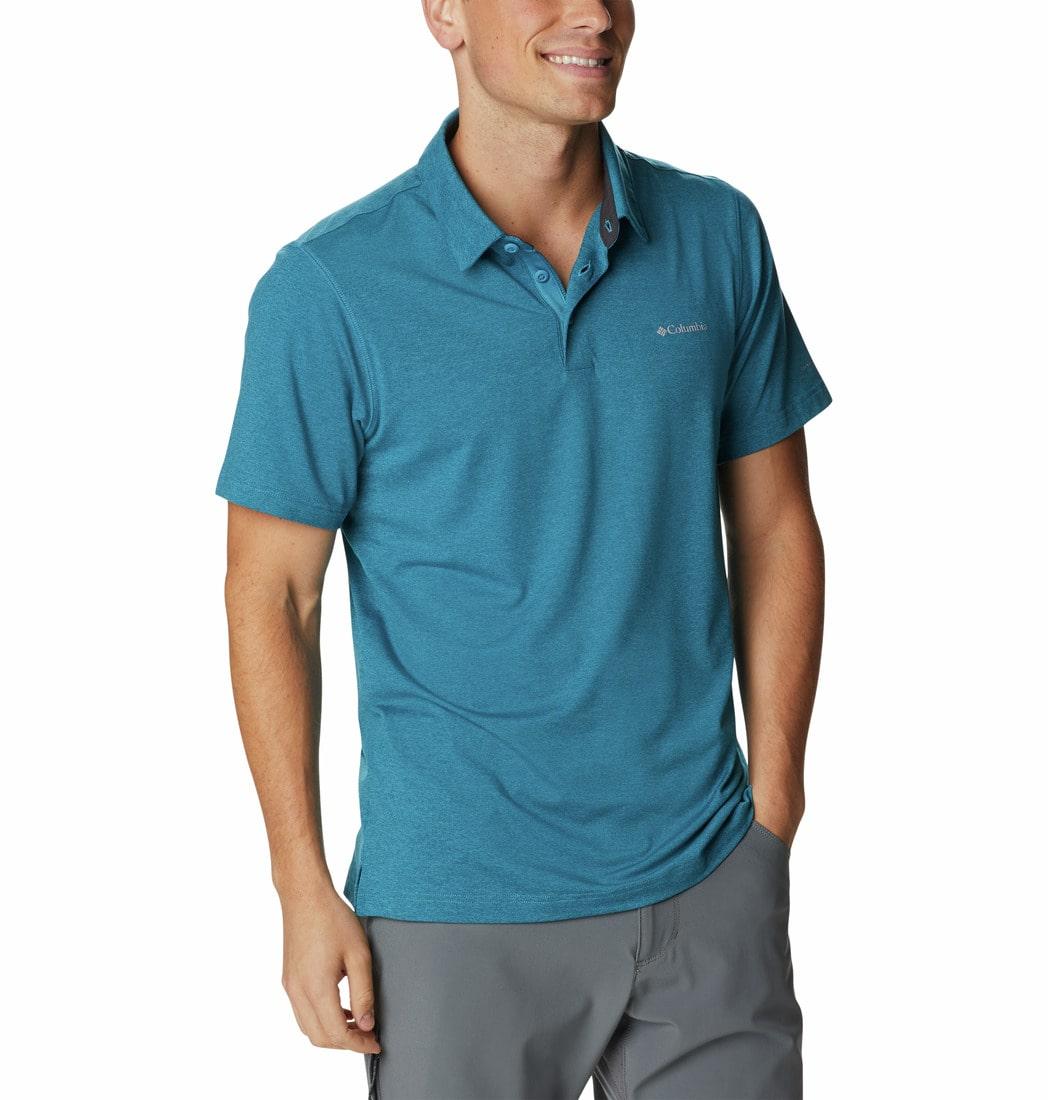 Columbia Men Blue Tech Trail Polo T-Shirt