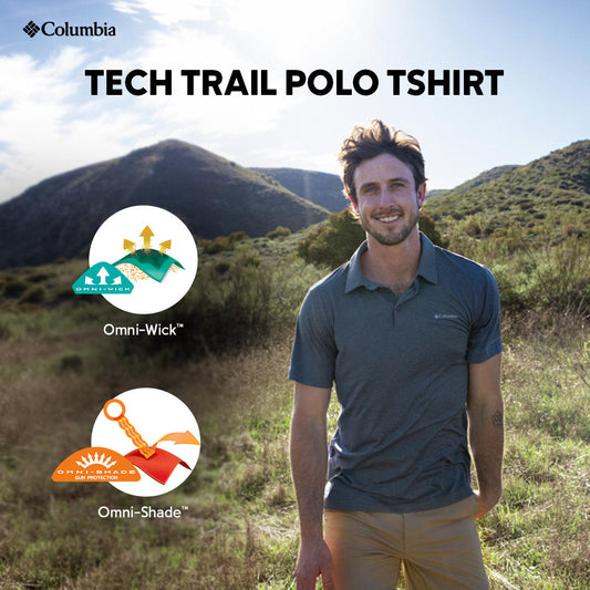 Columbia Mens Blue Tech Trail Polo