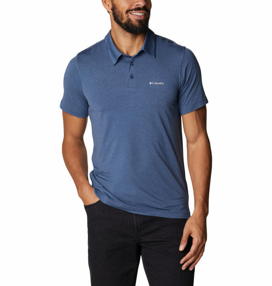 Columbia Mens Blue Tech Trail Polo Tshirt
