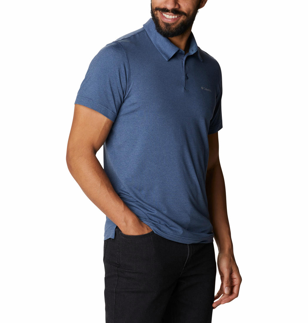 Columbia Men Blue Tech Trail Polo (Sun Protection)