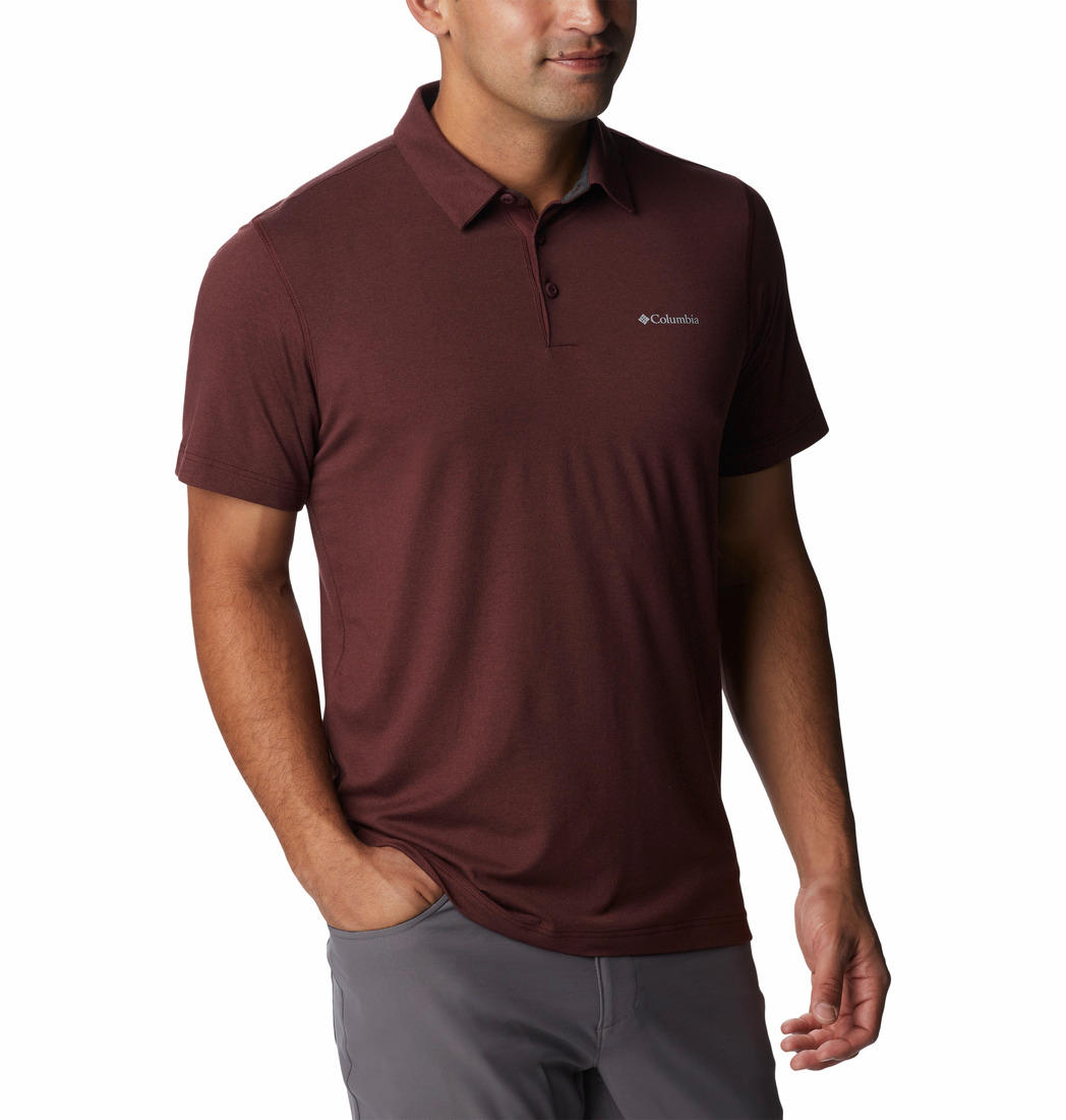 Columbia Men Brown Tech Trail Polo T-Shirt