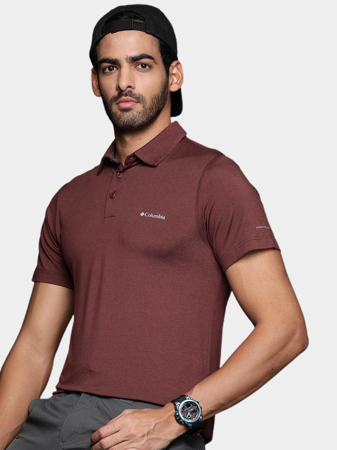 Columbia Men Brown Tech Trail Polo T-Shirt