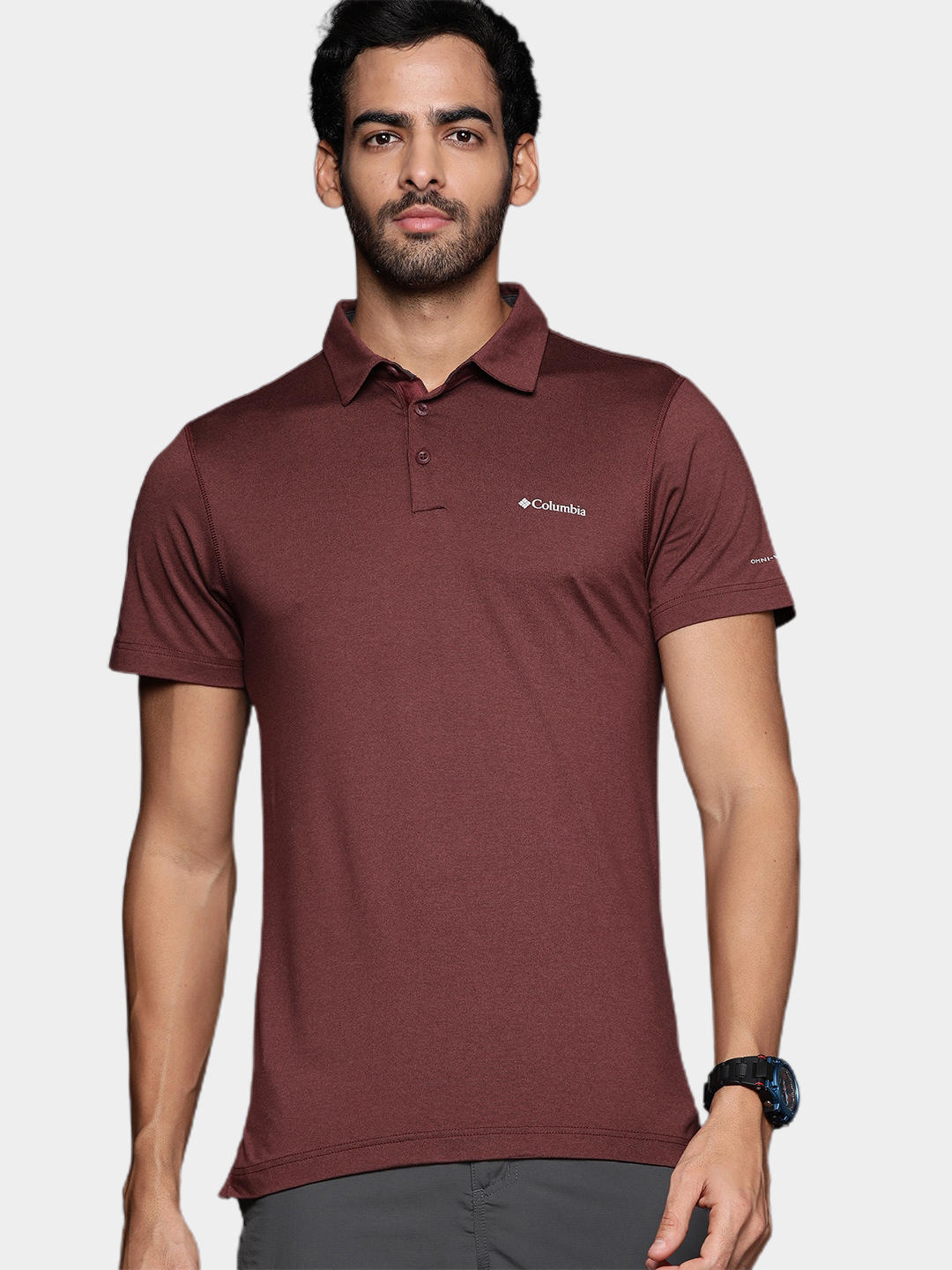 Columbia Men Brown Tech Trail Polo T-Shirt