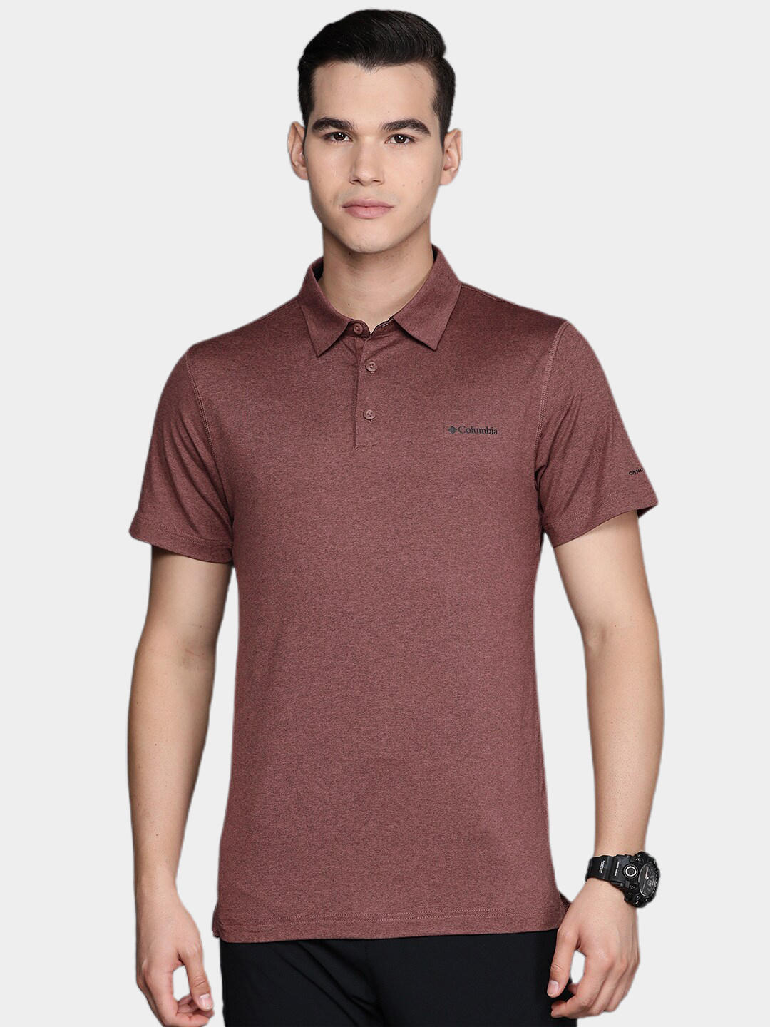 Columbia Men Brown Tech Trail Polo T-Shirt