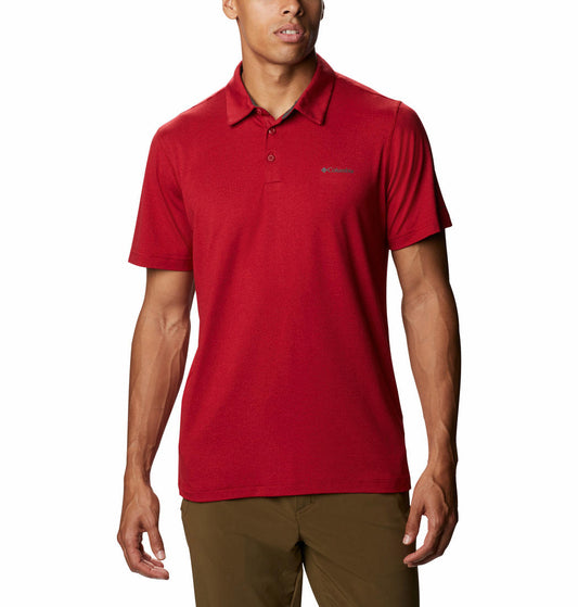 Columbia Men Red Tech Trail Polo T-Shirt