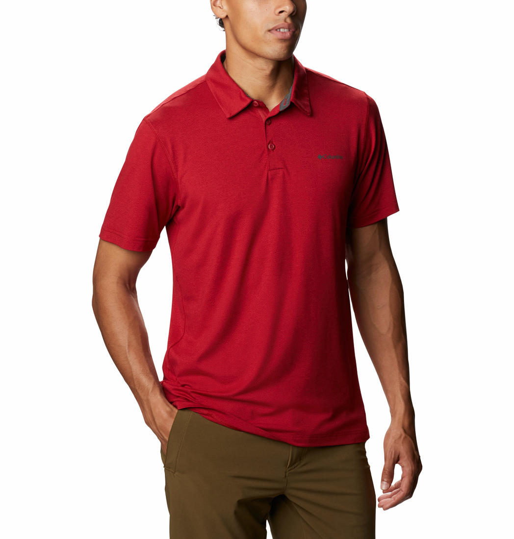 Columbia Men Red Tech Trail Polo T-Shirt