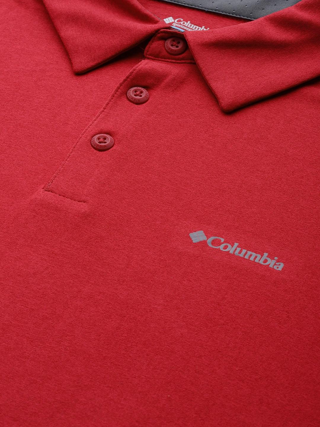 Columbia Men Red Tech Trail Polo T-Shirt