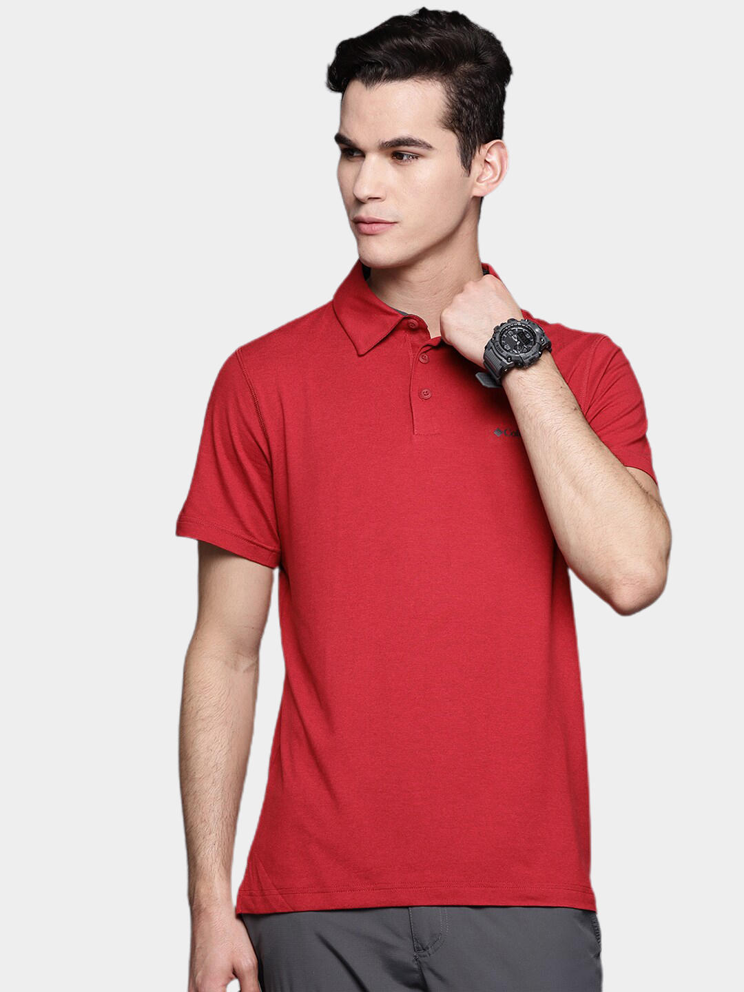 Columbia Men Red Tech Trail Polo T-Shirt