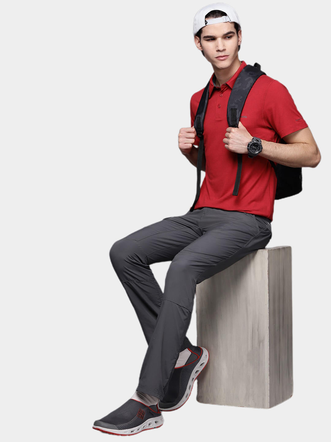 Columbia Men Red Tech Trail Polo T-Shirt
