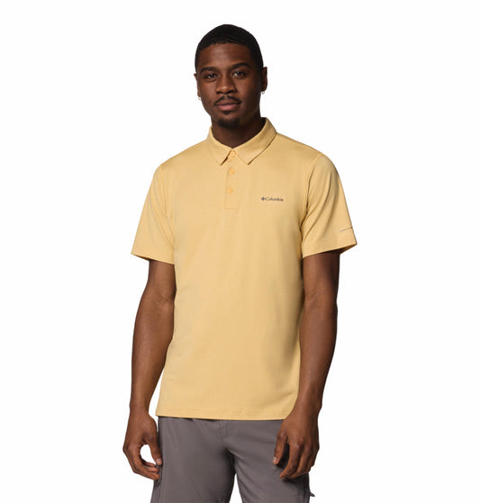 Columbia Mens Yellow Omni-Shade Tech Trail Polo Tshirt