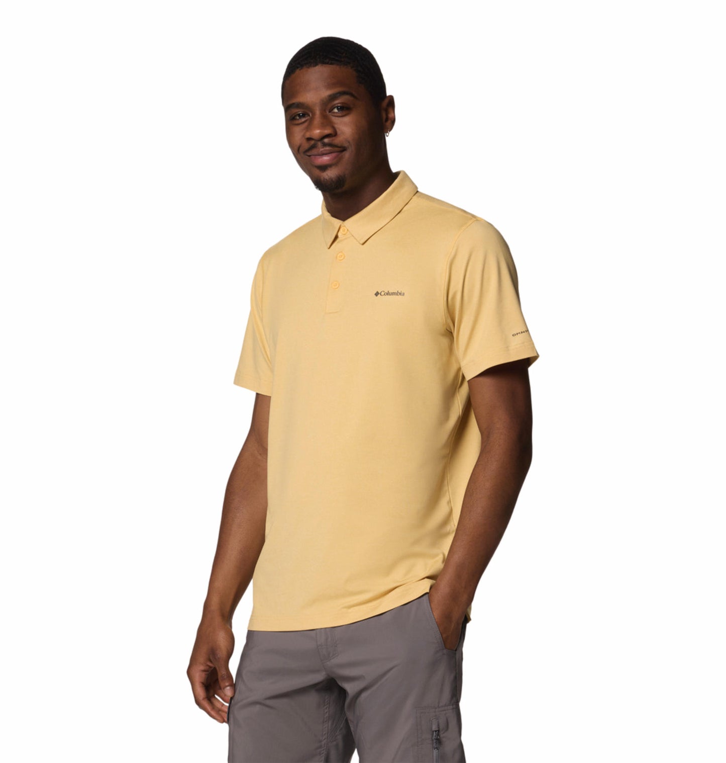 Columbia Mens Yellow Omni-Shade Tech Trail Polo Tshirt