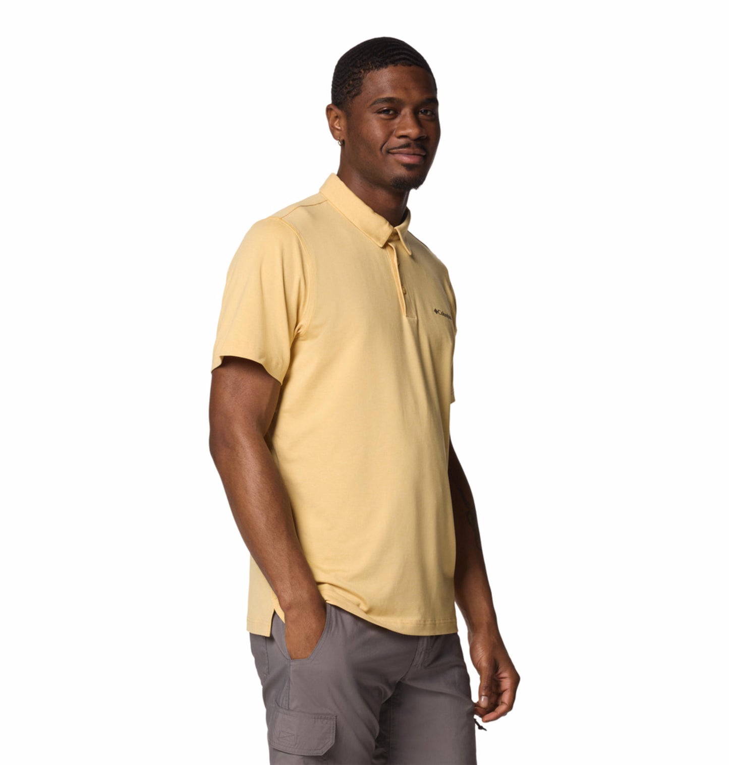 Columbia Mens Yellow Omni-Shade Tech Trail Polo Tshirt