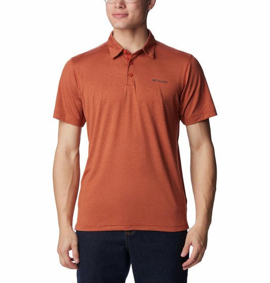 Columbia Men Orange Tech Trail Knit Polo