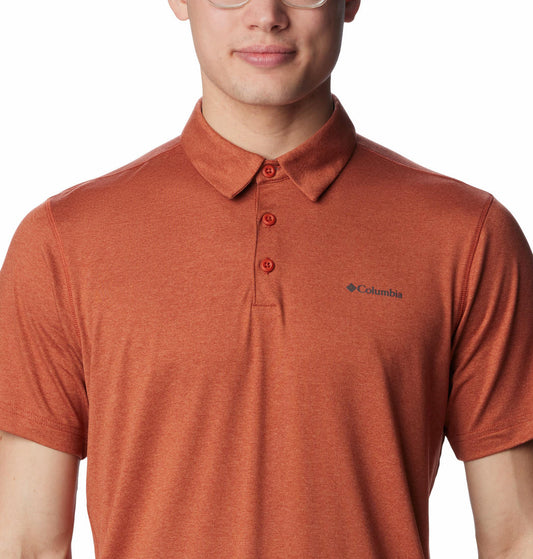 Columbia Men Orange Tech Trail Knit Polo