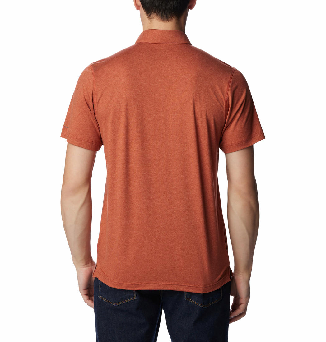 Columbia Men Orange Tech Trail Knit Polo