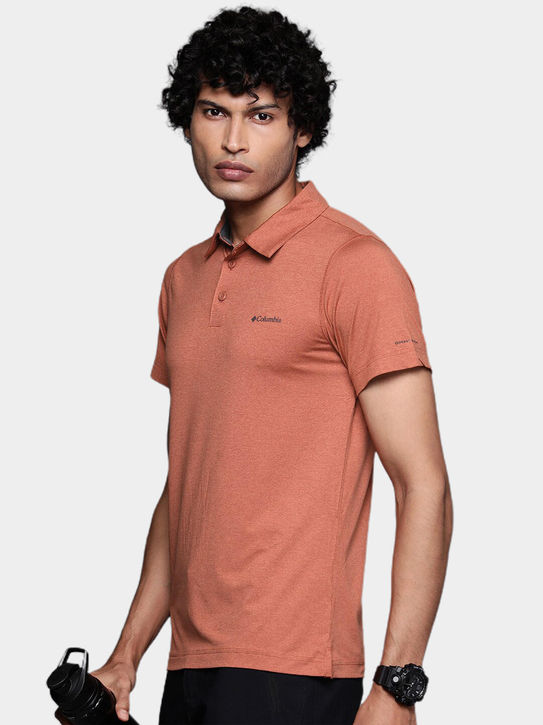 Columbia Men Orange Tech Trail Knit Polo