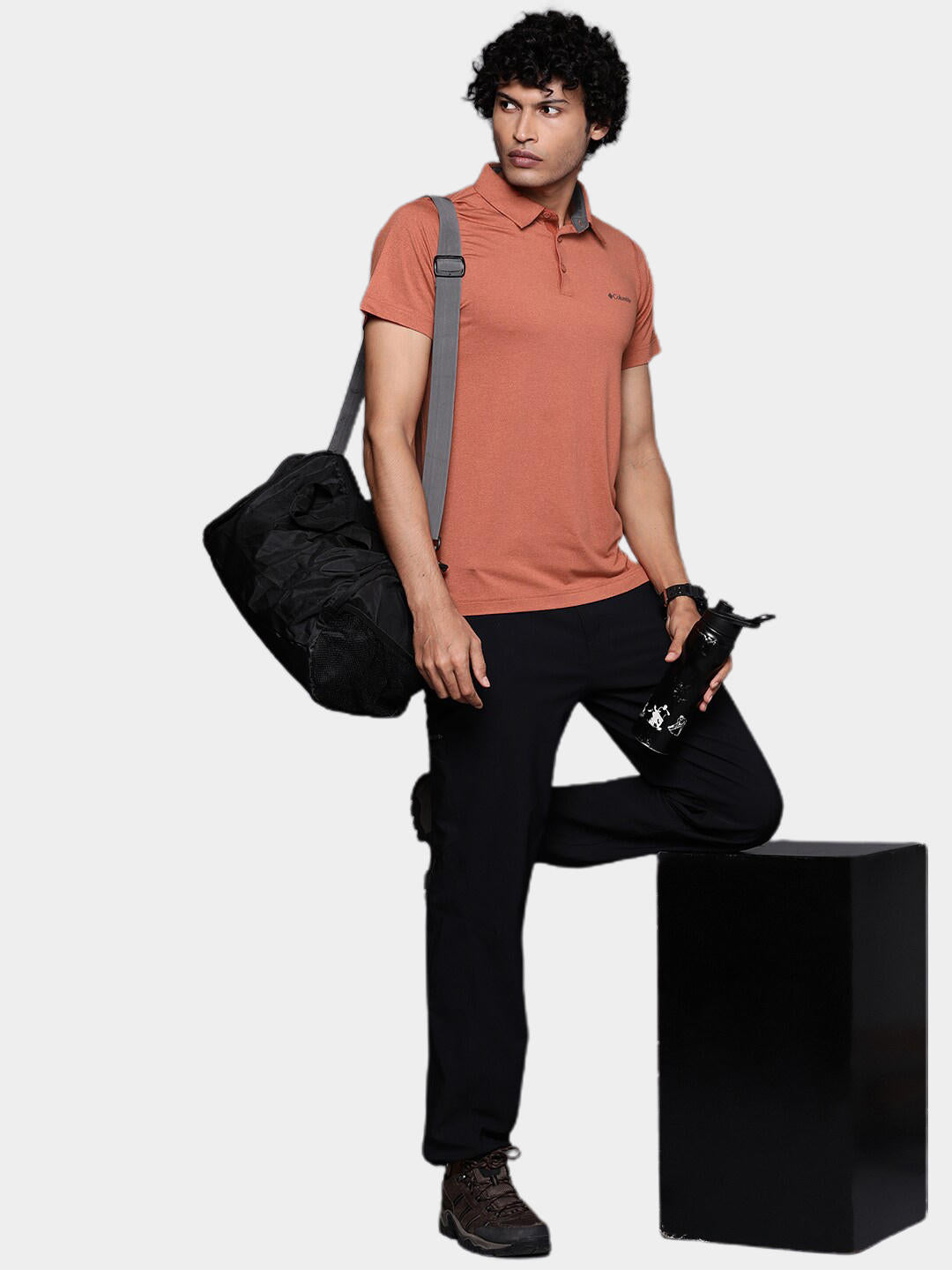 Columbia Men Orange Tech Trail Knit Polo