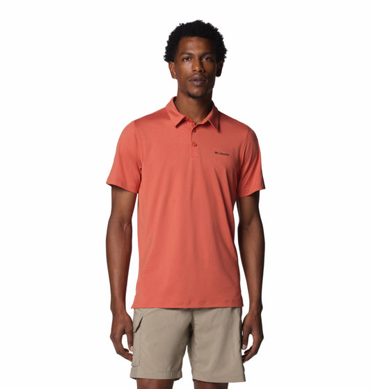 Columbia Mens Orange Omni-Shade Tech Trail Polo Tshirt
