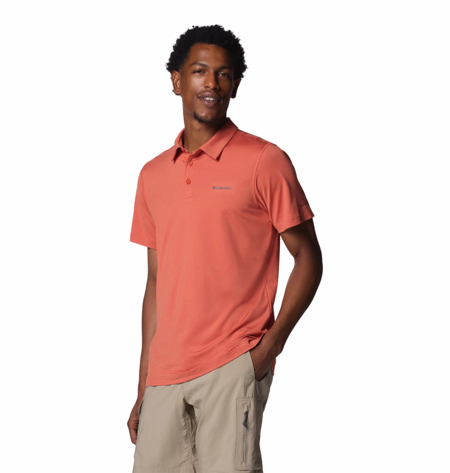Columbia Mens Orange Omni-Shade Tech Trail Polo Tshirt