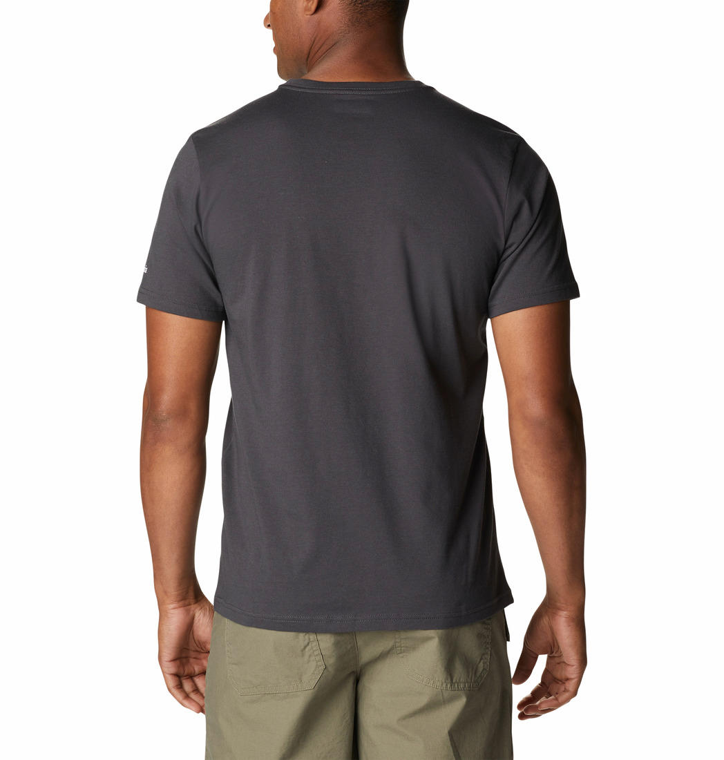 A Men Wearing Columbia Men Black Path Lake Graphic Tee II