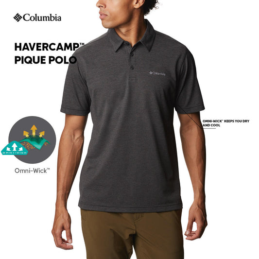 Columbia Mens Grey Omni-Wick Havercamp Pique Polo Tshirt