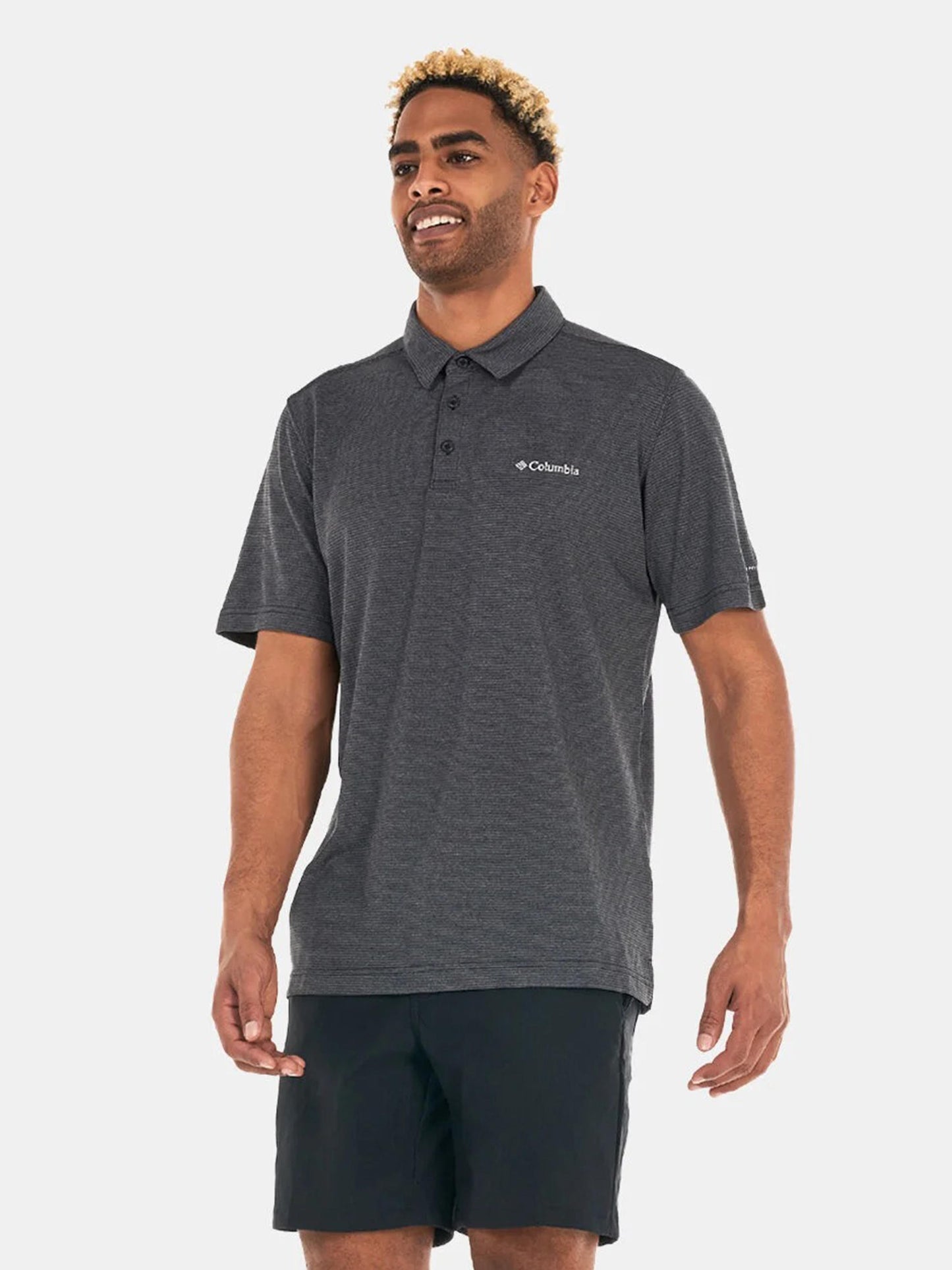 Columbia Mens Grey Omni-Wick Havercamp Pique Polo Tshirt