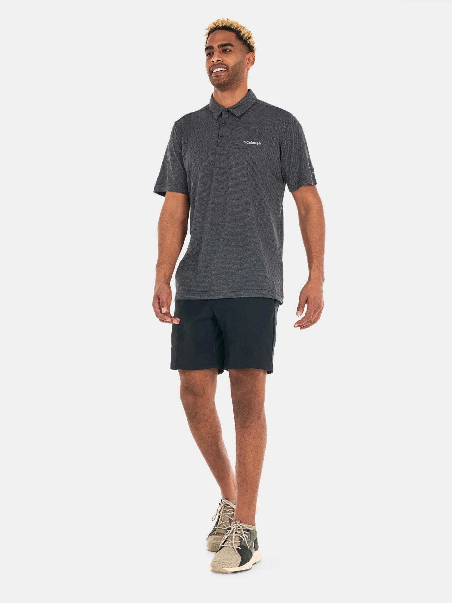 Columbia Mens Grey Omni-Wick Havercamp Pique Polo Tshirt
