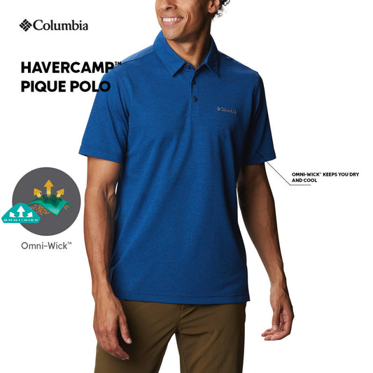 Columbia Mens Navy Blue Omni-Wick Havercamp Pique Polo Tshirt