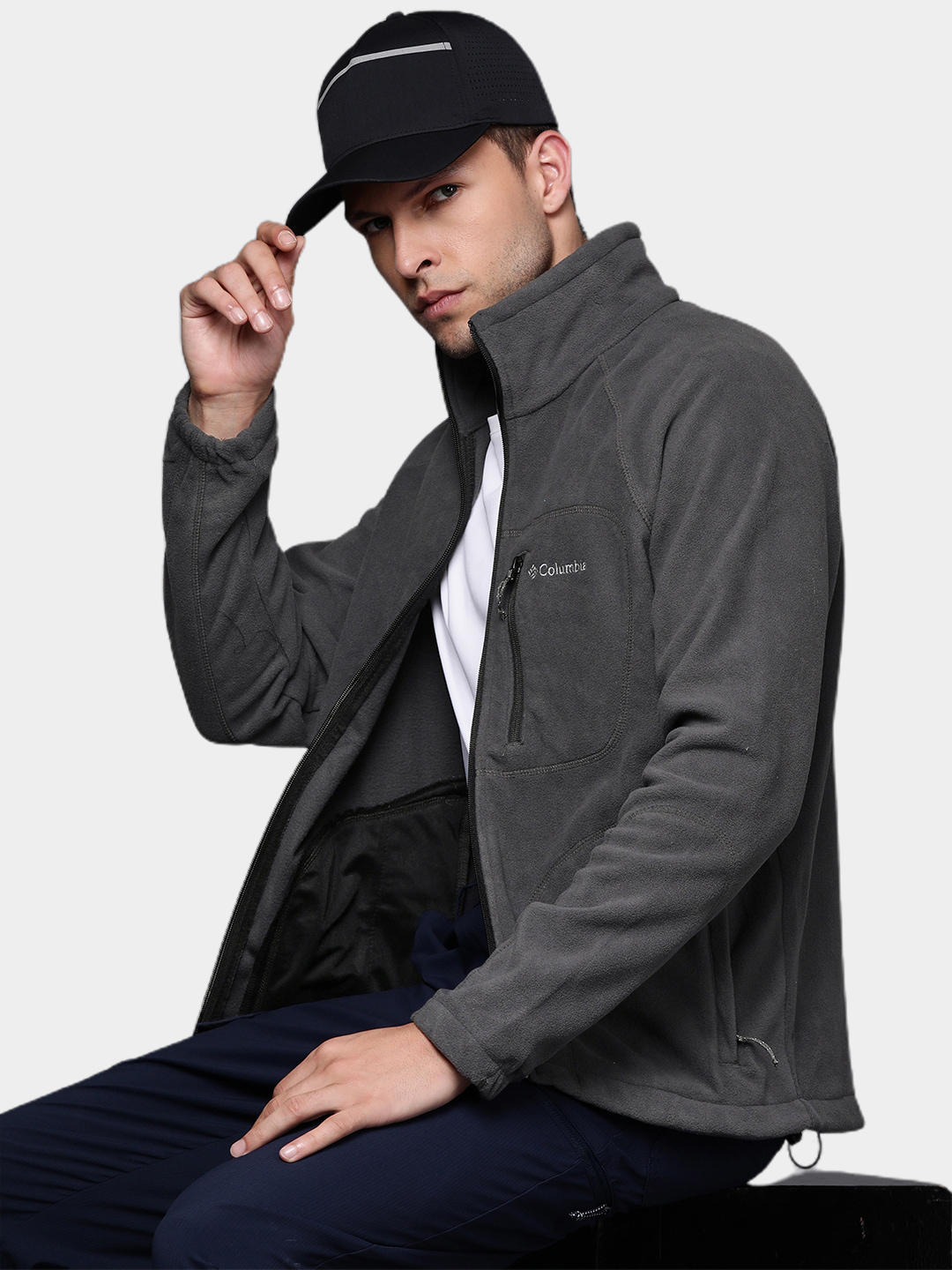 Columbia Men Grey Fast Trek II Full Zip Fleece Jacket