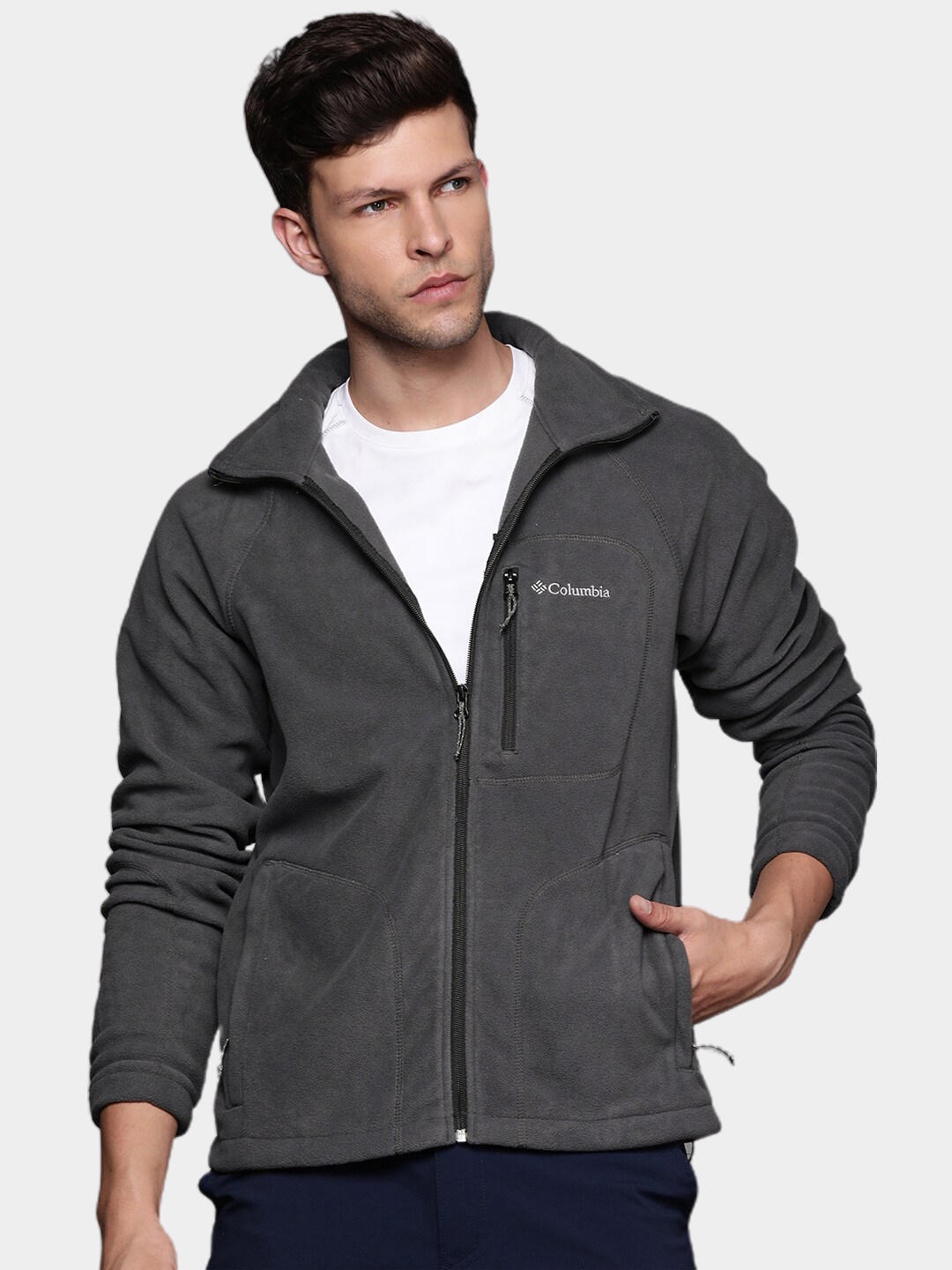 Columbia Men Grey Fast Trek II Full Zip Fleece Jacket