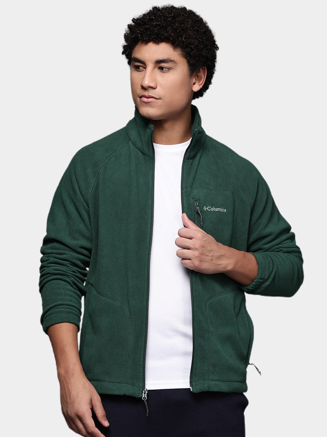 Columbia Men Green Fast Trek II Full Zip Fleece Jacket
