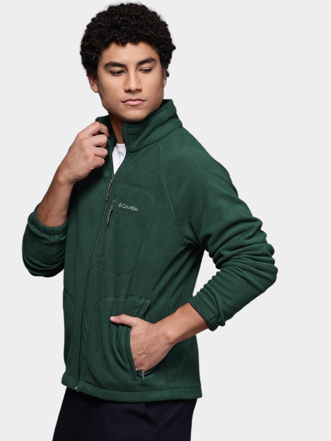 Columbia Men Green Fast Trek II Full Zip Fleece Jacket