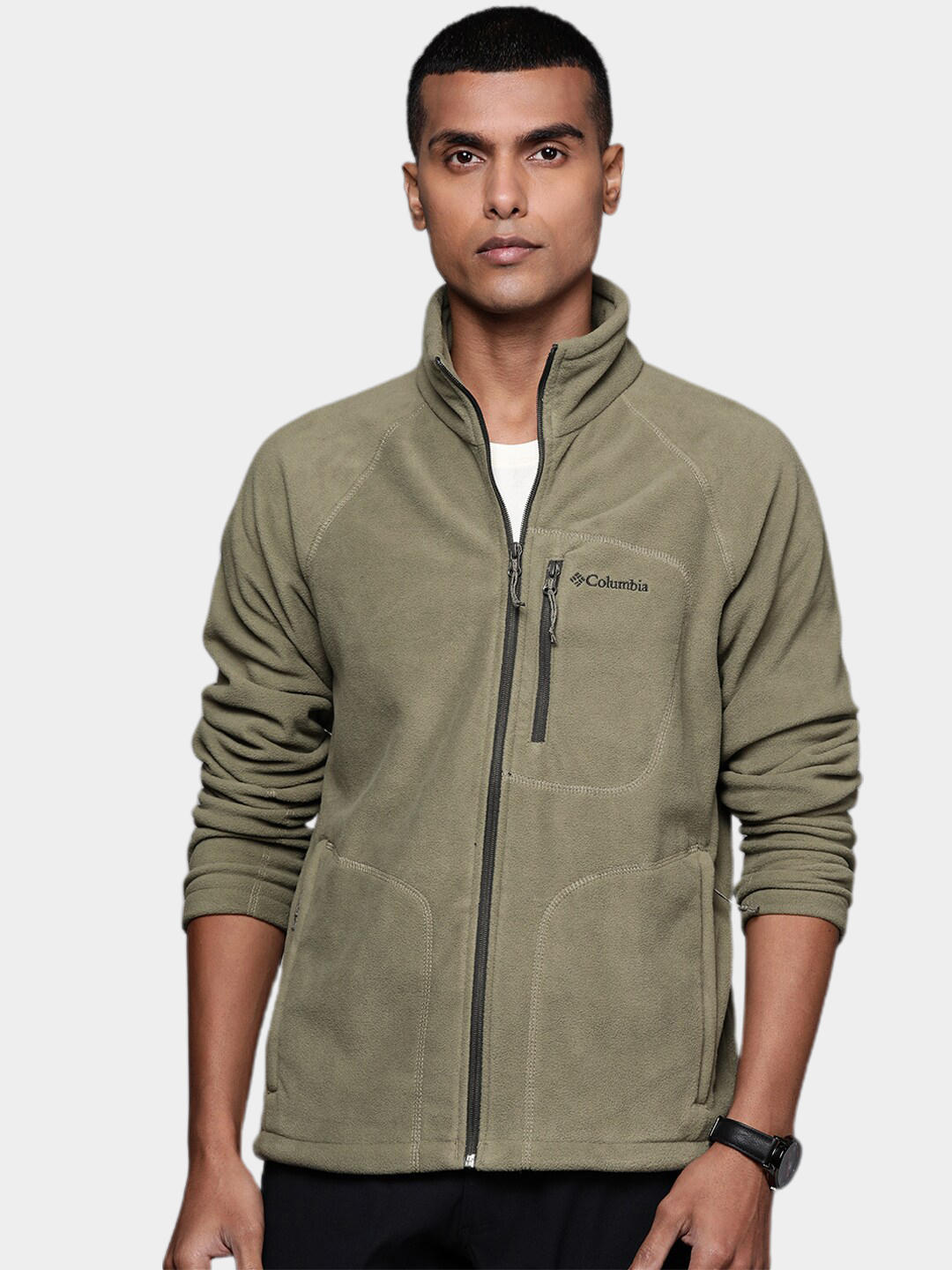 Columbia Men Olive Fast Trek II Full Zip Fleece Jacket