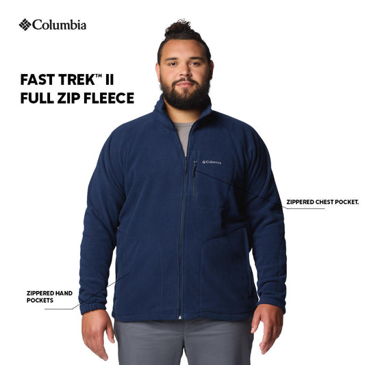 Columbia Men Navy Blue Fast Trek II Full Zip Fleece Jacket