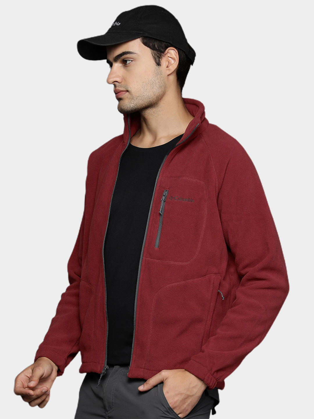 Columbia Men Red Fast Trek II Full Zip Fleece Jacket