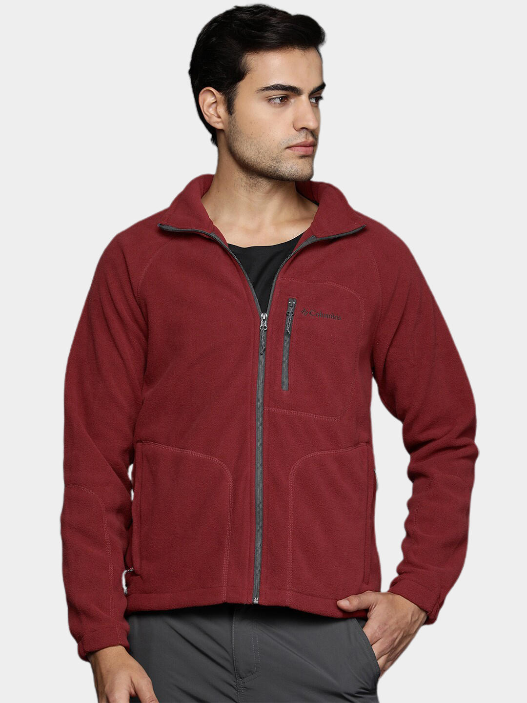 Columbia Men Red Fast Trek II Full Zip Fleece Jacket