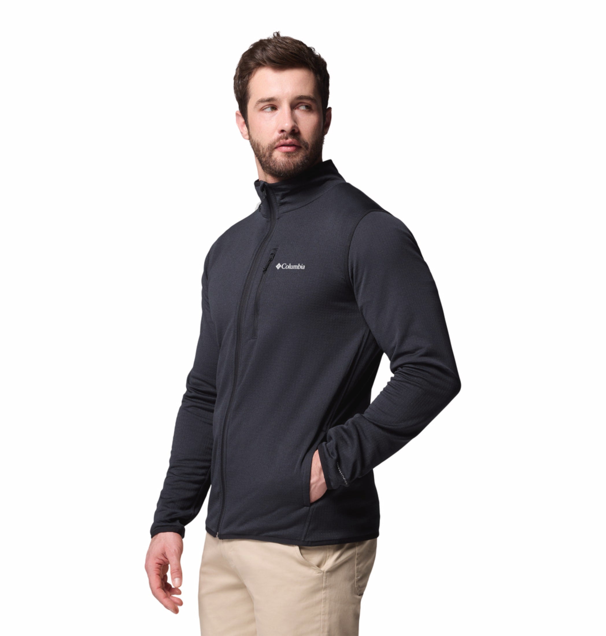 men black omni wick essential hike grid fleece jacket