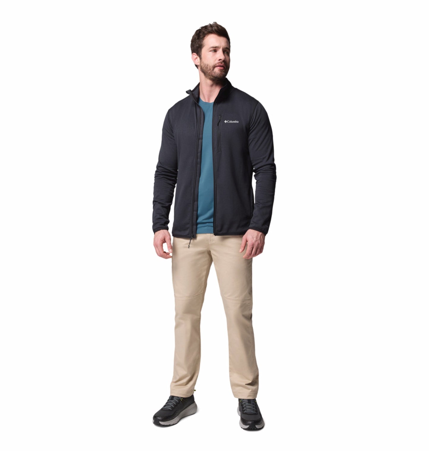 men black omni wick essential hike grid fleece jacket