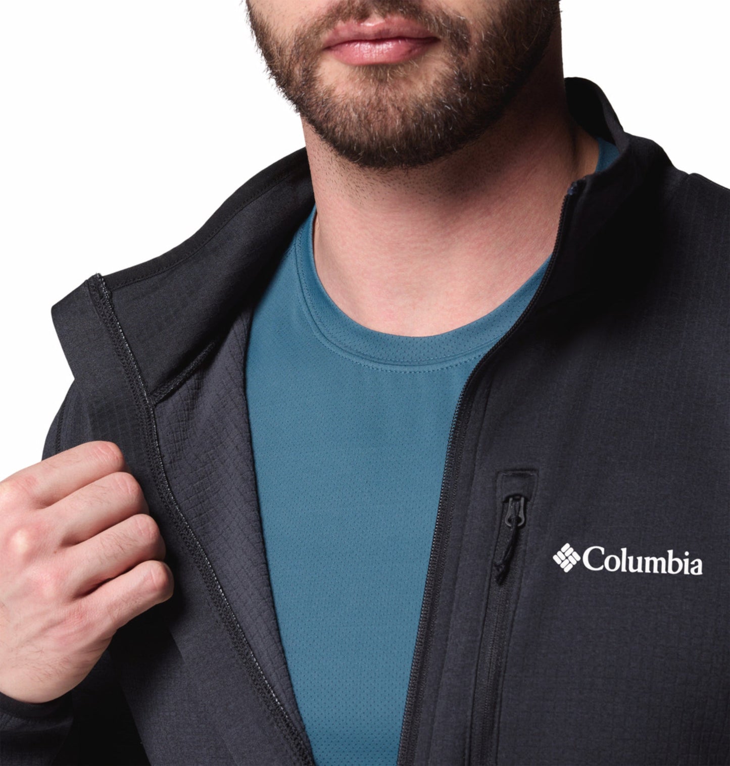 men black omni wick essential hike grid fleece jacket