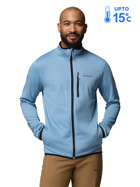 Columbia Men Blue Omni-Wick Essential Hike Grid Fleece Jacket