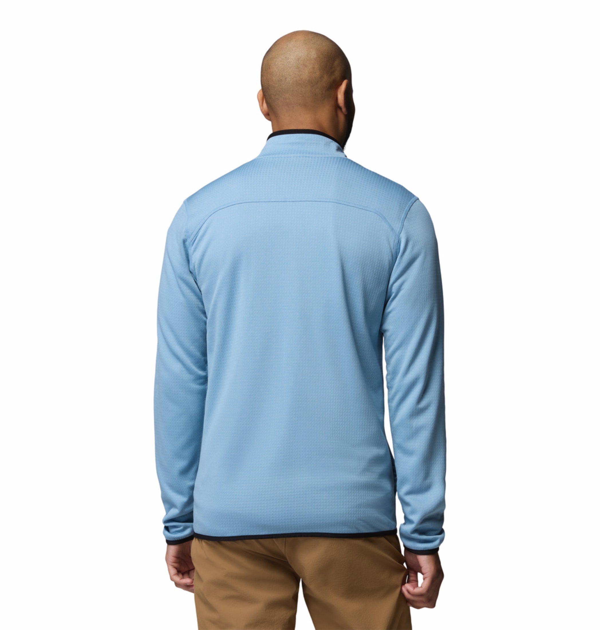 men blue omni wick essential hike grid fleece jacket