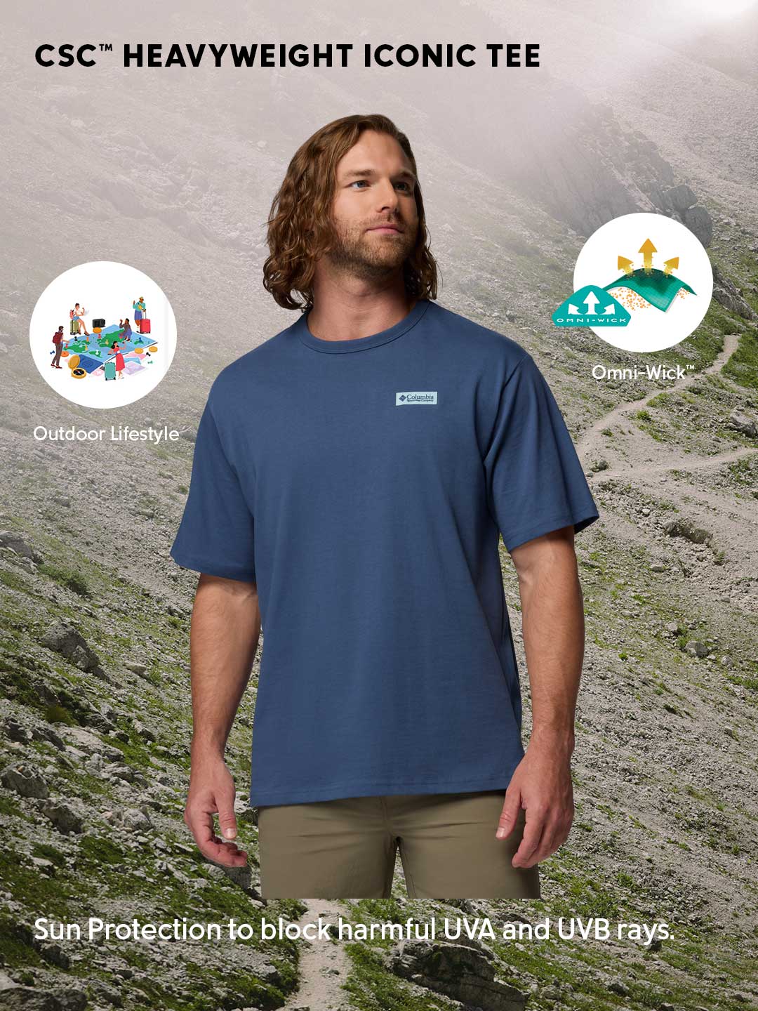 Columbia Men Navy Blue Omni-Shade CSC Iconic Tshirt