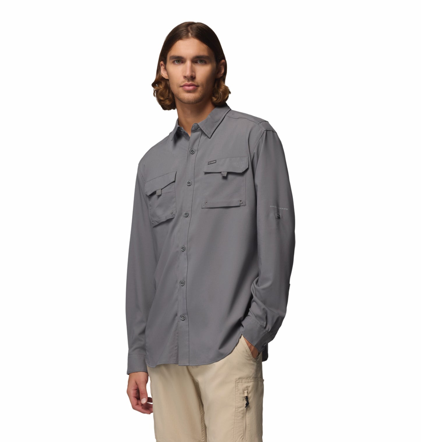 Columbia Men Grey Omni-Shade Silver Ridge Utility II Performance Shirt
