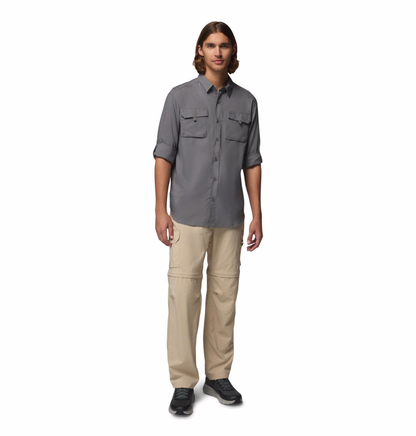 Columbia Men Grey Omni-Shade Silver Ridge Utility II Performance Shirt