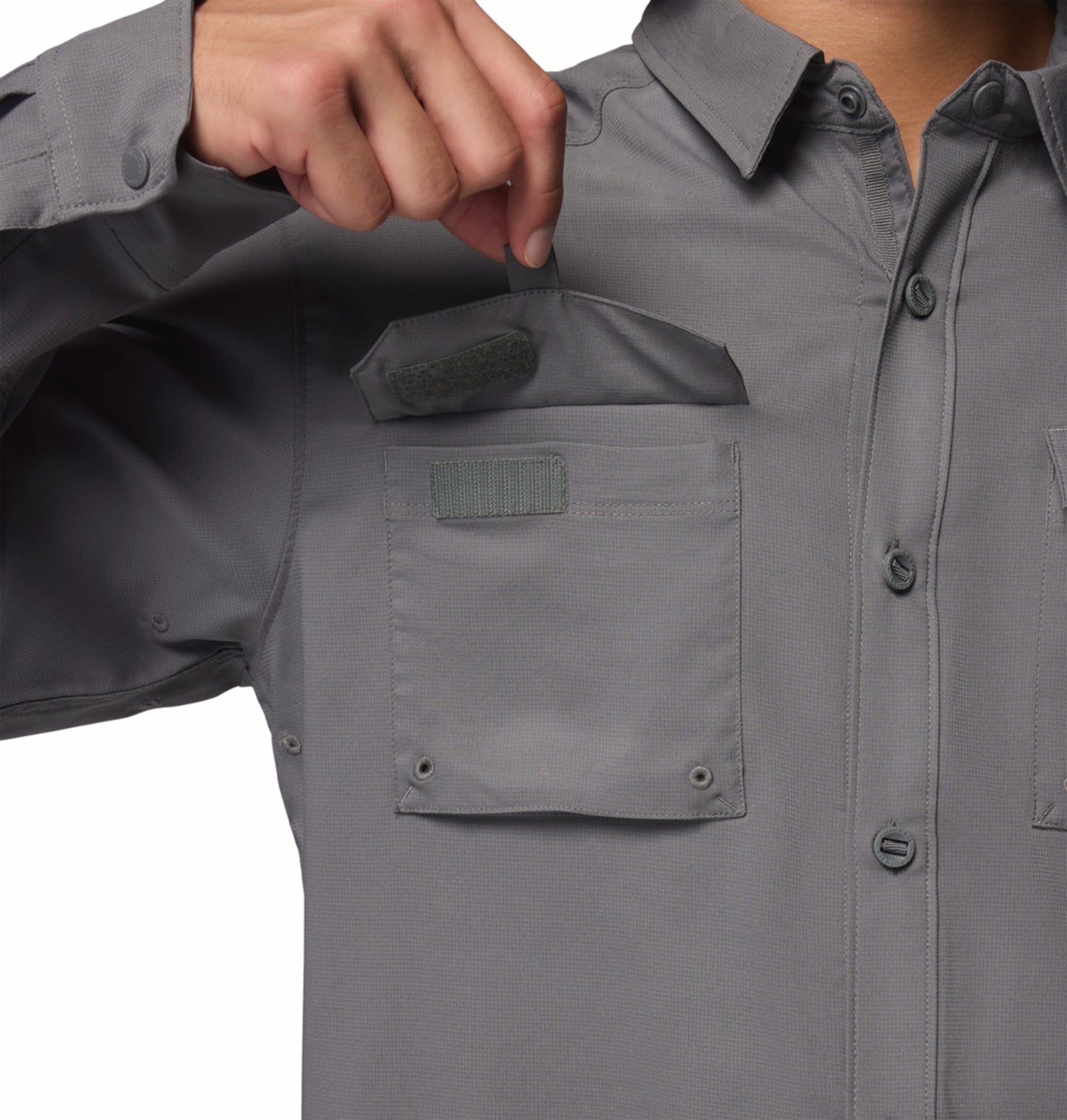 Columbia Men Grey Omni-Shade Silver Ridge Utility II Performance Shirt