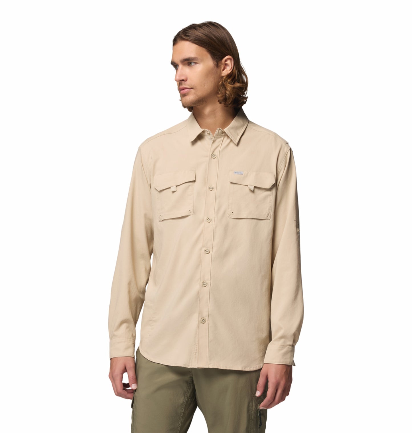 Columbia Men Beige Omni-Shade Silver Ridge Utility II Long Sleeve Shirt